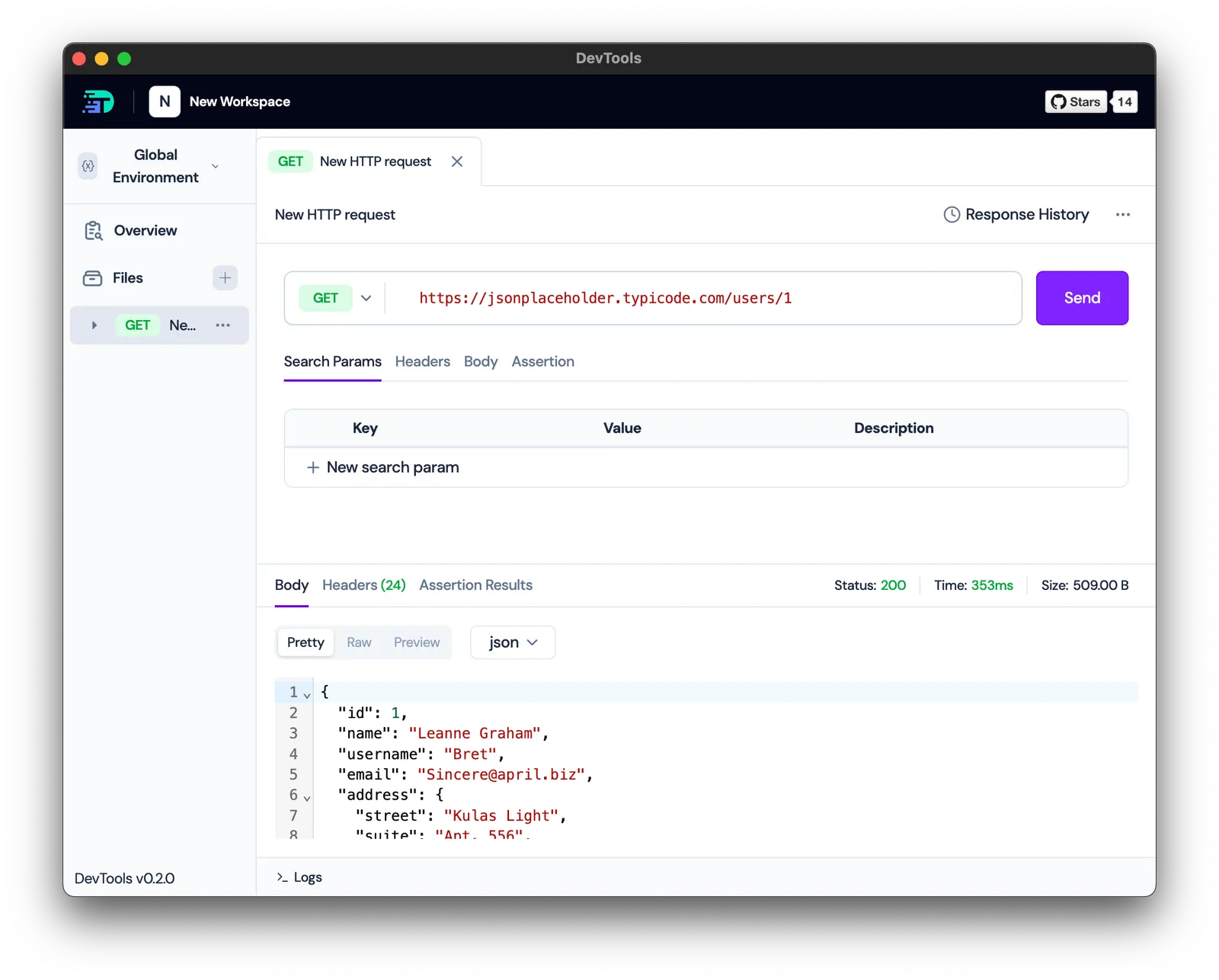 Postman-style UI with form data
