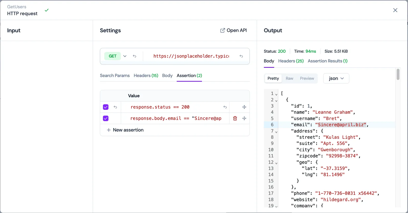 Response JSON with highlighted path used in variable reference